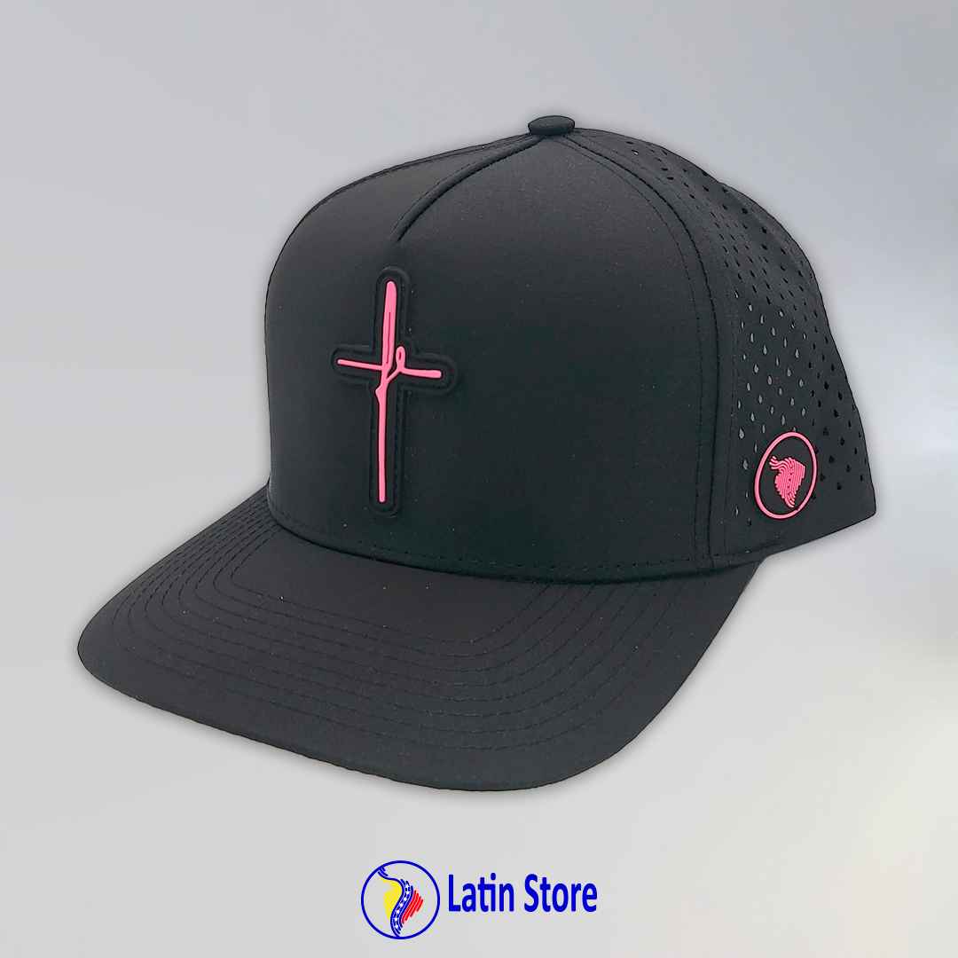 Gorra LatinStore "Fe" Snapback Negro y Rosado