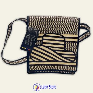 Bandolero Colombiano Artesanal de Caña Flecha – Azul con Detalles Beige