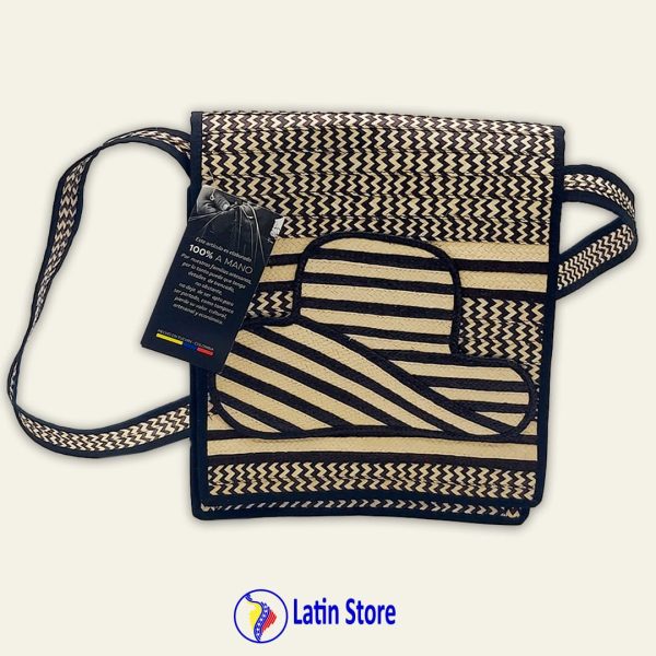 Bandolero Colombiano Artesanal de Caña Flecha – Azul con Detalles Beige