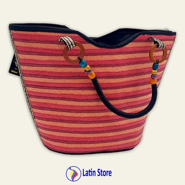 Bolso Artesanal de Caña Flecha con Detalles de Color