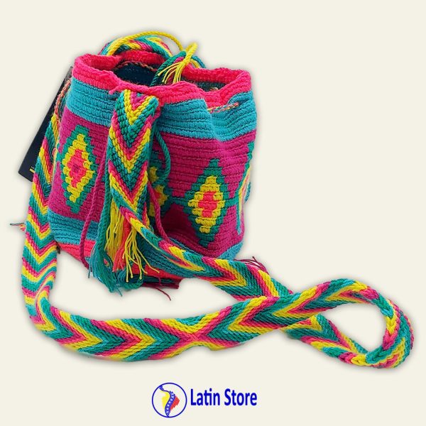 Mochila Wayuu Artesanal – Edición Neón Geo-Pop